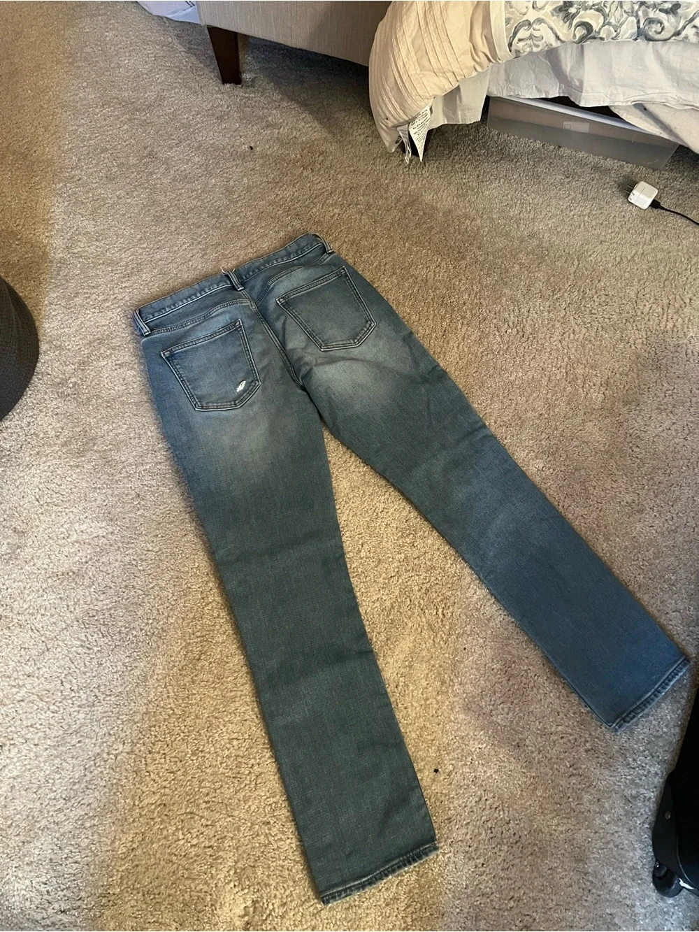 Old Navy Men's Light Blue Slim Straight Distressed Jeans